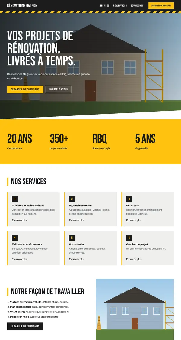 Aperçu du modèle Chantier